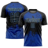 Black Black-Royal Soccer Custom Sublimation Uniform Jersey