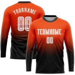 Uniform Sublimation Mode Lange Fußball Orange Weiß-Schwarz Custom Sleeve Jersey Verblassen