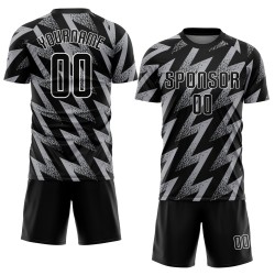 Fußball Sublimation Jersey Grau Schwarz-Weiß Uniform Custom