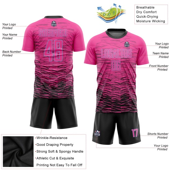 Rosa Uniform Fußball Schwarz-Licht Custom Sublimation Jersey Blau