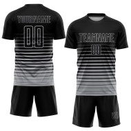 Black Fashion Fade Sublimation Uniform Pinstripe Custom Jersey Gray Soccer