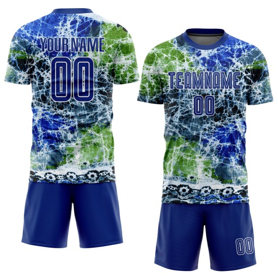 Fußball Royal-White Tie Jersey Custom Dye Uniform Sublimation