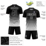 Verblassen Weiß Nadelstreifen Benutzerdefinierte Schwarz Uniform Sublimation Fußball Jersey Mode