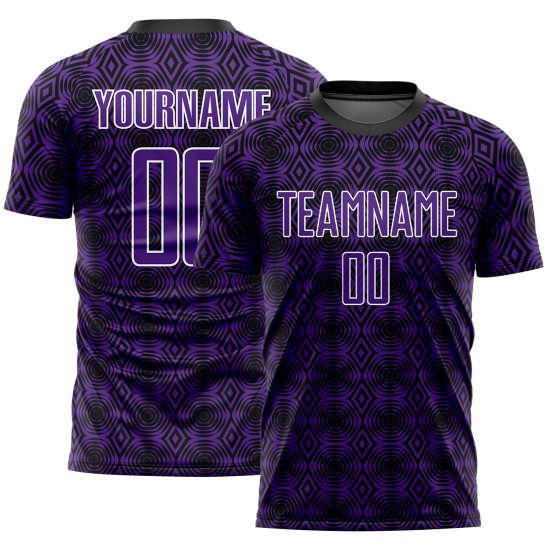 Uniform Jersey Lila Fußball Formen Benutzerdefinierte Geometrische Schwarz-Weiß Sublimation