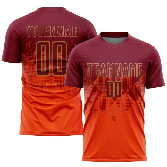 Uniform Gold Sublimation Jersey Fußball Orange Custom Crimson-Old