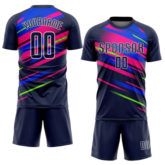 Fußball Figur Trikot Sublimation Custom Royal-Pink Uniform Navy