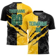 Green Graffiti Black-Yellow Custom Uniform Sublimation Jersey Scratch Kelly Pattern Soccer