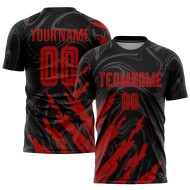 Black Jersey Soccer Sublimation Uniform Red Custom