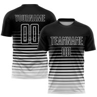Fade White Pinstripe Custom Black Uniform Sublimation Soccer Jersey Fashion
