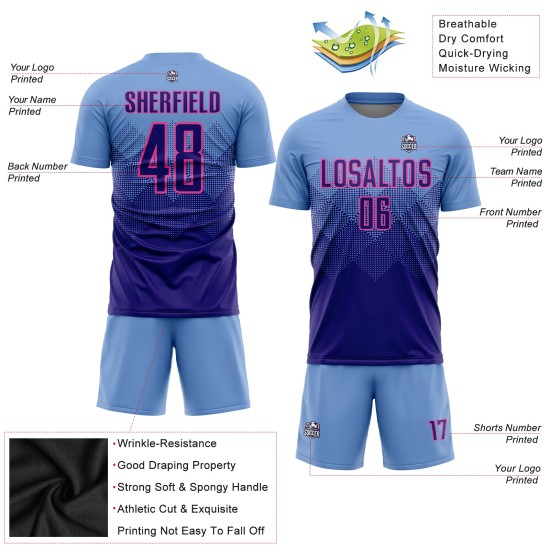 Benutzerdefinierte dunkle Uniform Lila-Rosa Hellblau Fußball Sublimation Jersey