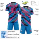 Rosa-Weiß Uniform Sublimation Pulver Custom Fußball Blau Trikot
