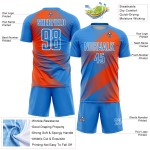 Benutzerdefinierte Pulver Orange-Weiß Uniform Blau Sublimation Jersey Fußball Linie