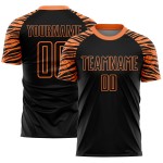 Benutzerdefinierte Sublimation Streifen Schwarz Jersey Fußball Orange Uniform Tiger