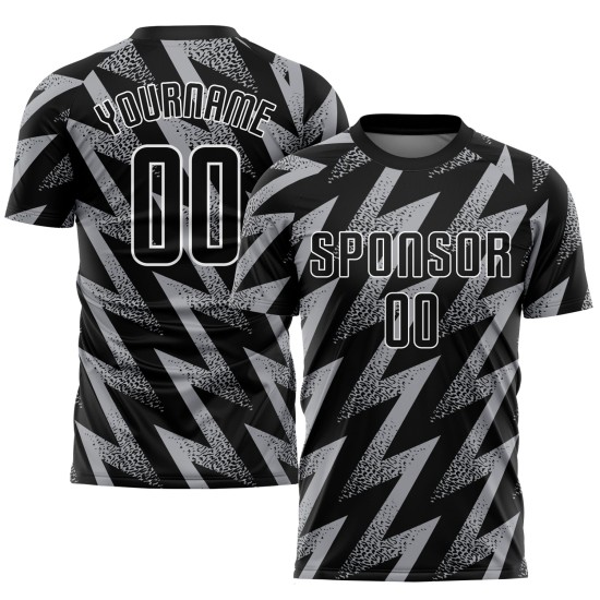 Fußball Sublimation Jersey Grau Schwarz-Weiß Uniform Custom