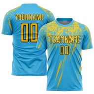 Jersey Blue Sublimation Uniform Custom Yellow-Black Soccer Sky