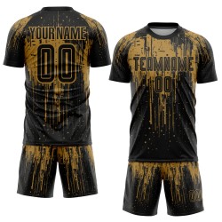 Sublimation Fußball Gold Jersey Schwarz Custom Uniform Alt