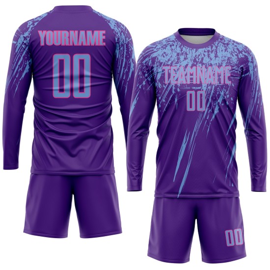 Lila Blau-Rosa Sublimation Jersey Uniform Custom Fußball Licht