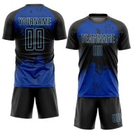Black Black-Royal Soccer Custom Sublimation Uniform Jersey