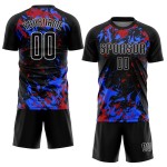Royal-Red Sublimation Jersey Uniform Schwarz Fußball Schwarz Custom