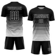 Fade White Pinstripe Custom Black Uniform Sublimation Soccer Jersey Fashion Fade White Pinstripe Custom Black Uniform Sublimation Soccer Jersey Fashion