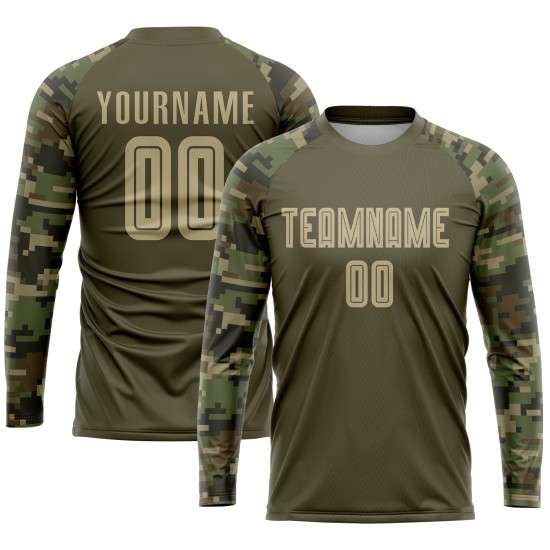 Sublimation zum Fußballdienst, benutzerdefiniertes Salute-Uniform-Trikot Vegas Gold-Camo Olive