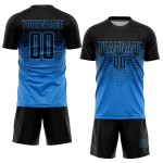 Benutzerdefinierte Sublimation Schwarz Fußball Pulver Jersey Uniform Blau