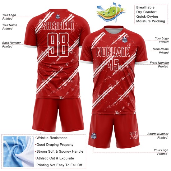 Benutzerdefinierte weiße Fußball-rote Trikotuniform Sublimation