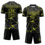Gelbes Fußballuniform-Trikot, individuell, schwarz, Sublimation, Neon