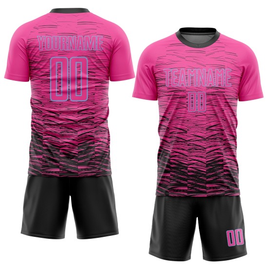 Rosa Uniform Fußball Schwarz-Licht Custom Sublimation Jersey Blau