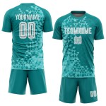 Weiße Uniform Drittes Custom Teal Sublimation Fußballtrikot
