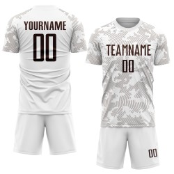 Jersey Sublimation Braun Fußball Uniform Weiß Custom