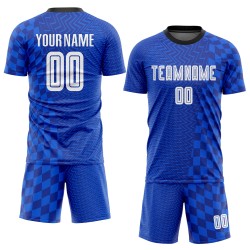 Fußball Royal Trikot Sublimation Uniform Weiß-Schwarz Custom