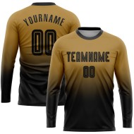 Gold Fade Custom Soccer Long Old Sublimation Jersey Uniform Fashion Black Sleeve