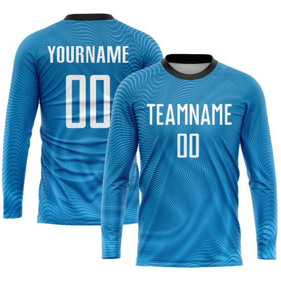 Fußball Sublimation Licht Custom Weiß-Schwarz Uniform Jersey Blau