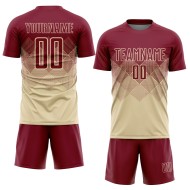Benutzerdefinierte Uniform Creme Jersey Fußball Sublimation Crimson