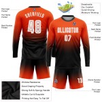 Uniform Sublimation Mode Lange Fußball Orange Weiß-Schwarz Custom Sleeve Jersey Verblassen
