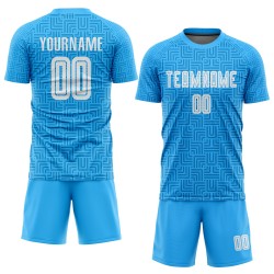 Home Weiß Blau Sublimation Uniform Fußball Jersey Licht Custom