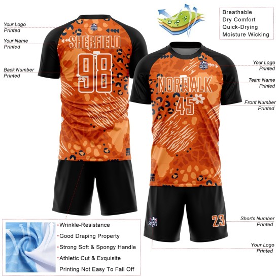 Uniform Jersey Orange Custom Bay Afrikanische Muster Sublimation Fußball Orange-Schwarz