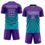 Uniform Lila-Weiß Custom Jersey Sublimation Teal Fußball