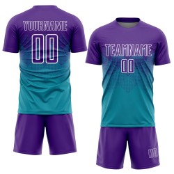 Uniform Lila-Weiß Custom Jersey Sublimation Teal Fußball