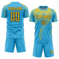 Jersey Blue Sublimation Uniform Custom Yellow-Black Soccer Sky Jersey Blue Sublimation Uniform Custom Yellow-Black Soccer Sky