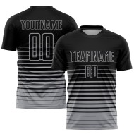 Black Fashion Fade Sublimation Uniform Pinstripe Custom Jersey Gray Soccer