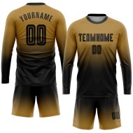 Gold Fade Custom Soccer Long Old Sublimation Jersey Uniform Fashion Black Sleeve