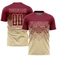 Benutzerdefinierte Uniform Creme Jersey Fußball Sublimation Crimson