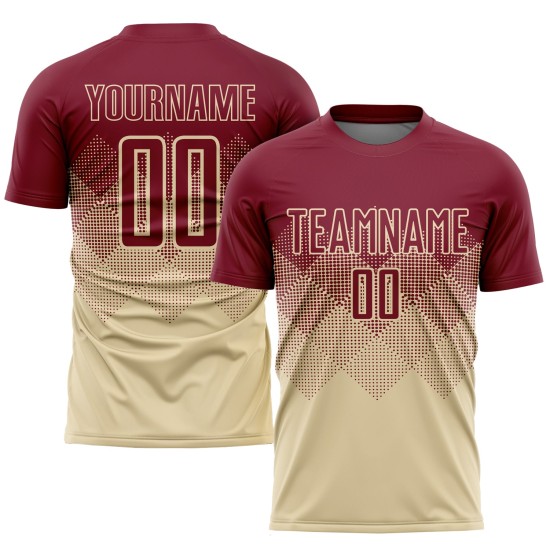 Benutzerdefinierte Uniform Creme Jersey Fußball Sublimation Crimson