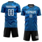 Fußball Custom Blau Jersey Weiß-Schwarz Licht Uniform Sublimation