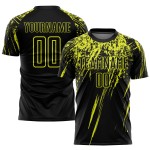 Sublimation Schwarz Neon Jersey Gelb Custom Uniform Fußball