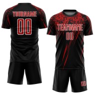 Benutzerdefinierte Uniform Rot-Weiß Trikot Schwarz Sublimation Fußball