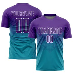 Uniform Lila-Weiß Custom Jersey Sublimation Teal Fußball