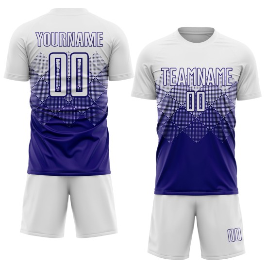 Dunkelweißes Uniformtrikot Lila Fußball Sublimation Custom